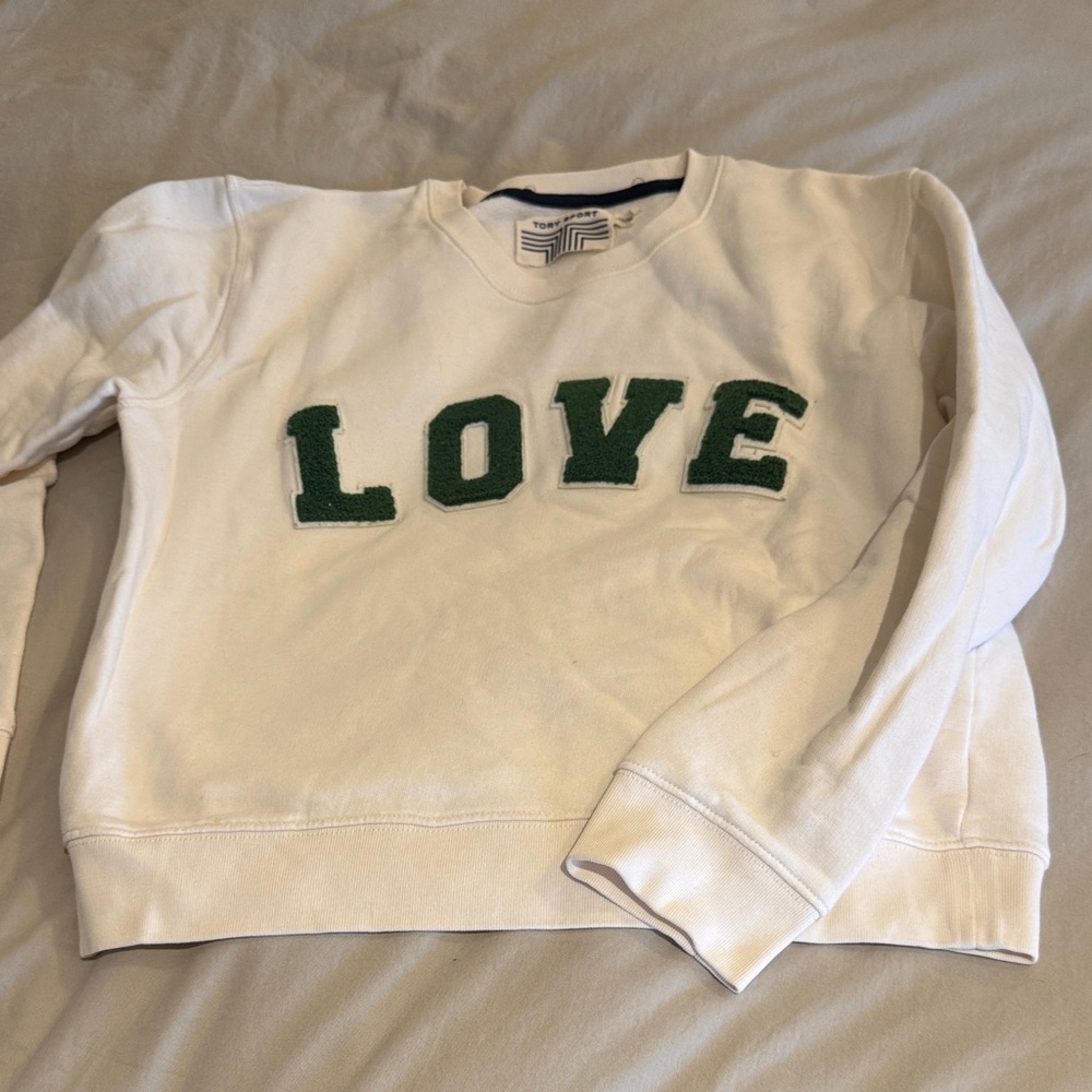 Tory BIRCH Sport White Sweatshirt with Green Accents